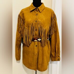 Brand New NWOT Women's Oversized Tan Faux Suede Fringe Jacket
